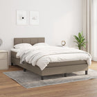 Boxspring Met Matras Stof Taupe 120 x 200 cm Blok met vierkanten