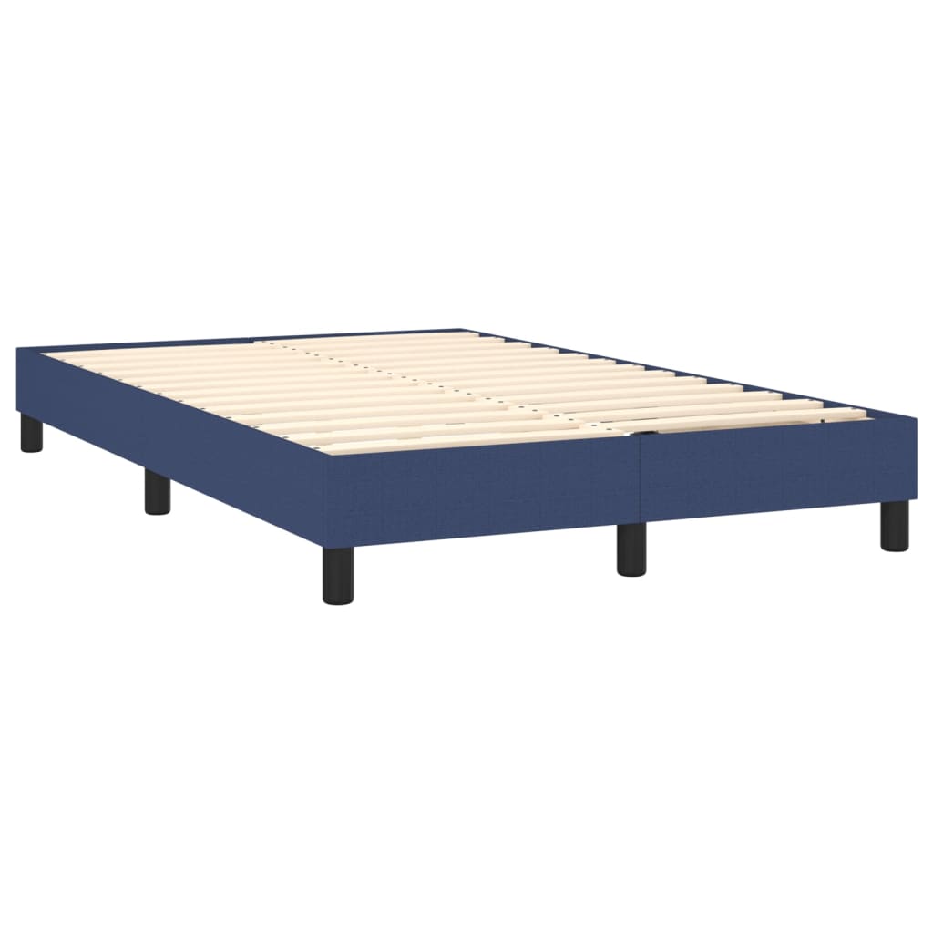 Boxspring Met Matras Stof Blauw 120 x 200 cm Blok met vierkanten
