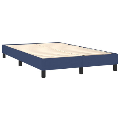 Boxspring Met Matras Stof Blauw 120 x 200 cm Blok met vierkanten