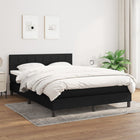 Boxspring Met Matras Stof Zwart 140 x 190 cm Blok met vierkanten