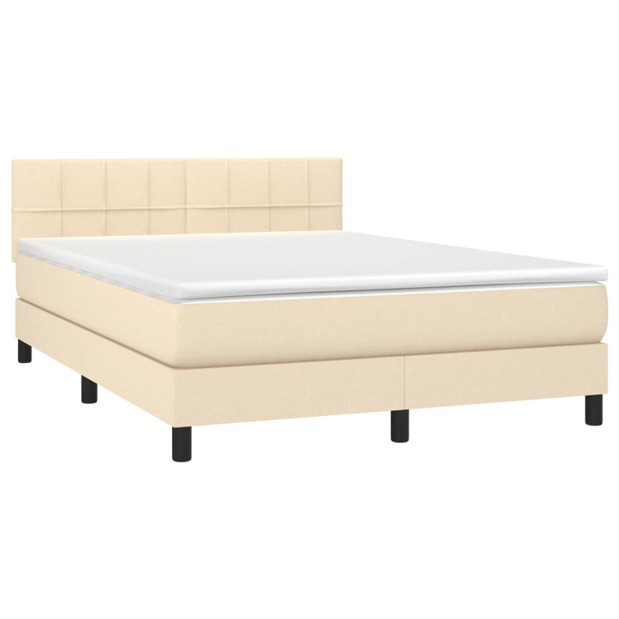 Boxspring met matras stof crèmekleurig 140x190 cm 140 x 190 cm Crème