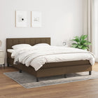 Boxspring Met Matras Stof Donkerbruin 140 x 200 cm Blok met vierkanten