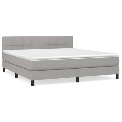 Boxspring Met Matras Stof Lichtgrijs 160 x 200 cm Blok met vierkanten
