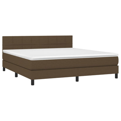 Boxspring met matras stof donkerbruin 160x200 cm
