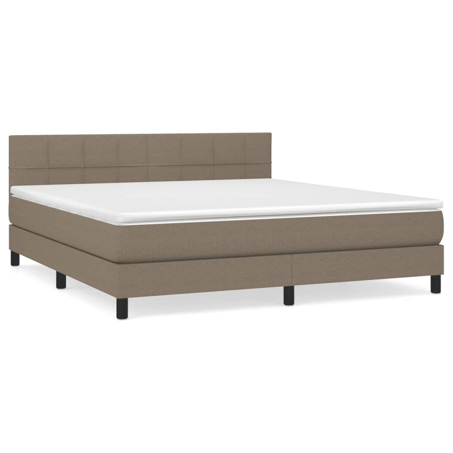 Boxspring Met Matras Stof Taupe 180 x 200 cm Blok met vierkanten