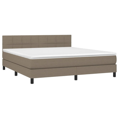 Boxspring Met Matras Stof Taupe 180 x 200 cm Blok met vierkanten