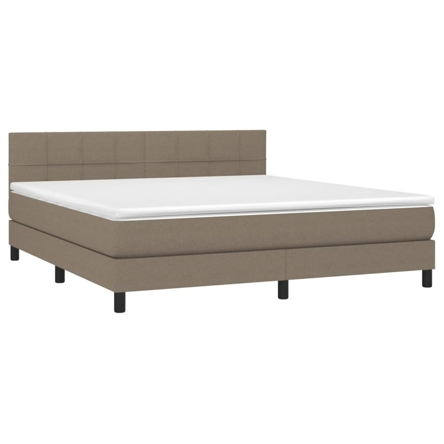 Boxspring Met Matras Stof Taupe 180 x 200 cm Blok met vierkanten