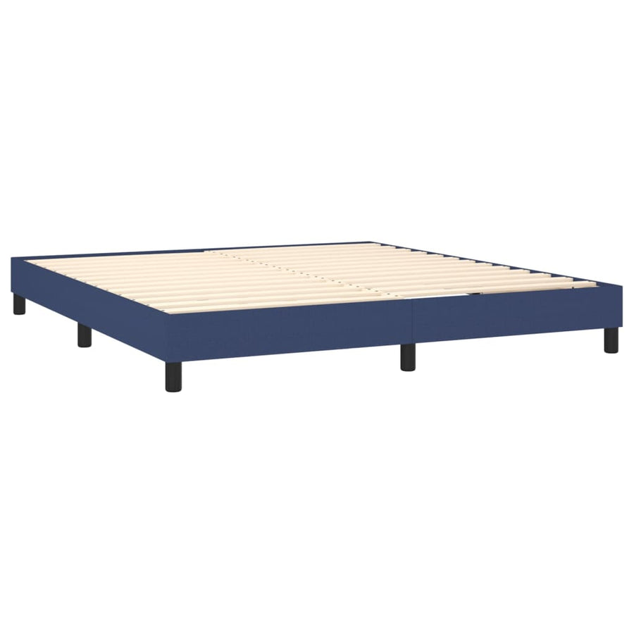 Boxspring Met Matras Stof Blauw 180 x 200 cm Blok met vierkanten