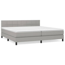 Boxspring Met Matras Stof Lichtgrijs 200 x 200 cm Blok met vierkanten