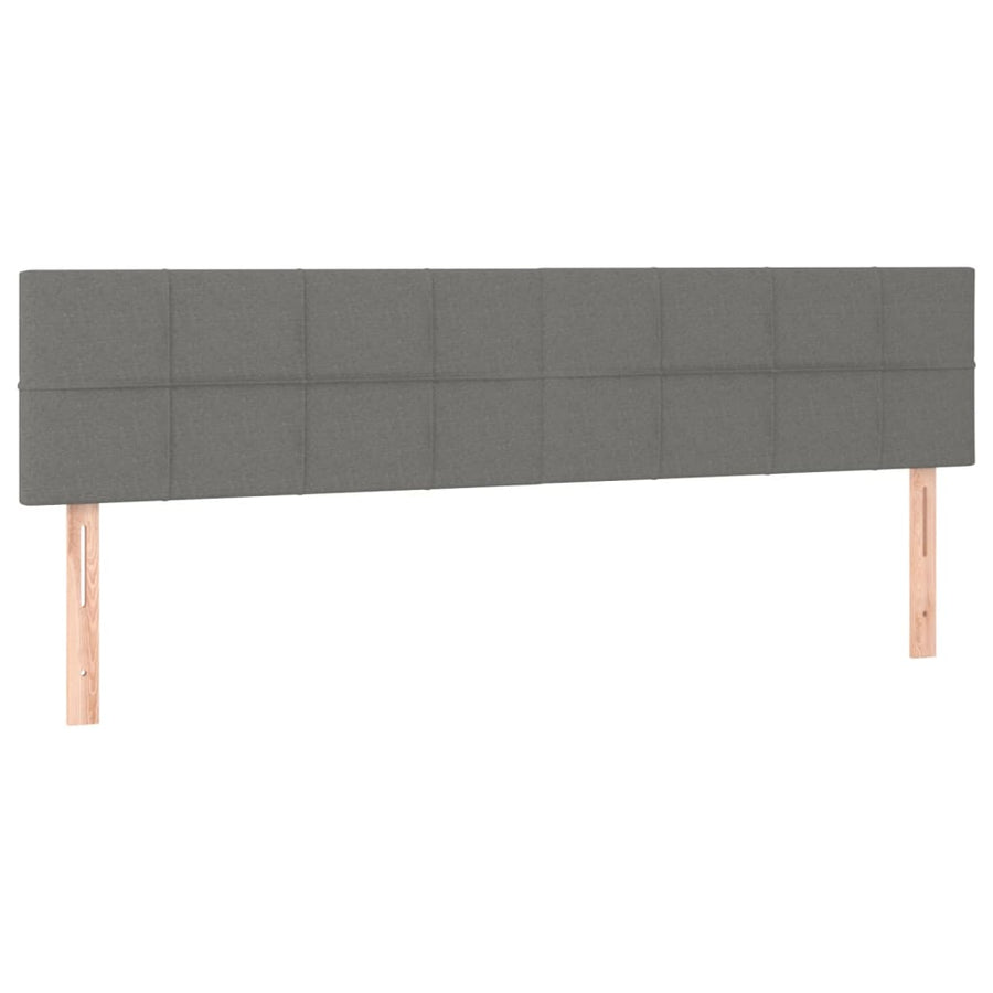 Boxspring Met Matras Stof Donkergrijs 200 x 200 cm Blok met vierkanten