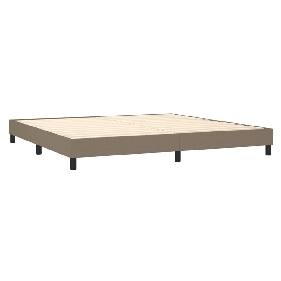 Boxspring Met Matras Stof Taupe 200 x 200 cm Blok met vierkanten