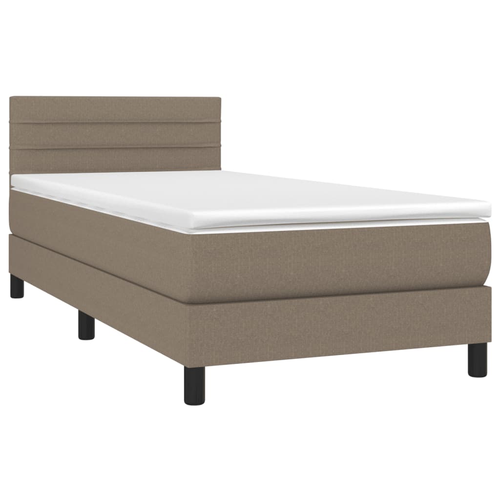 Boxspring met matras stof taupe 80x200 cm 80 x 200 cm Horizontale strepen
