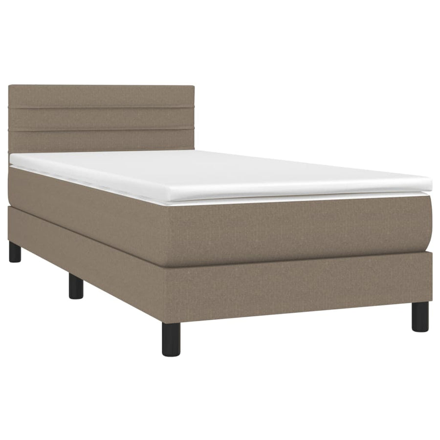 Boxspring met matras stof taupe 80x200 cm 80 x 200 cm Horizontale strepen