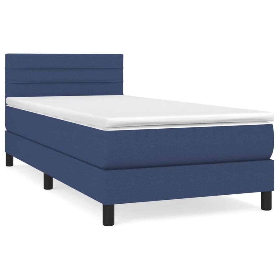 Boxspring Met Matras Stof Blauw 80 x 200 cm Horizontale strepen