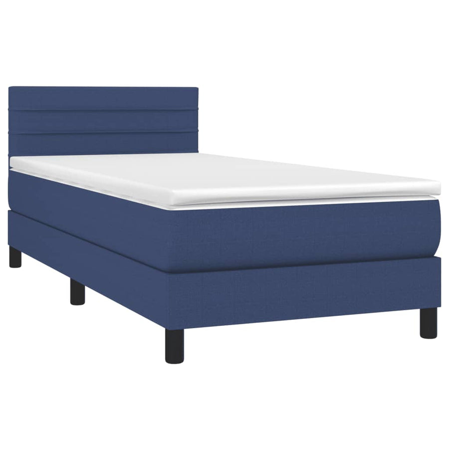 Boxspring Met Matras Stof Blauw 80 x 200 cm Horizontale strepen