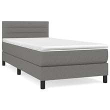 Boxspring Met Matras Stof Donkergrijs 90 x 190 cm Horizontale strepen