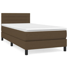 Boxspring Met Matras Stof Donkerbruin 90 x 190 cm Horizontale strepen