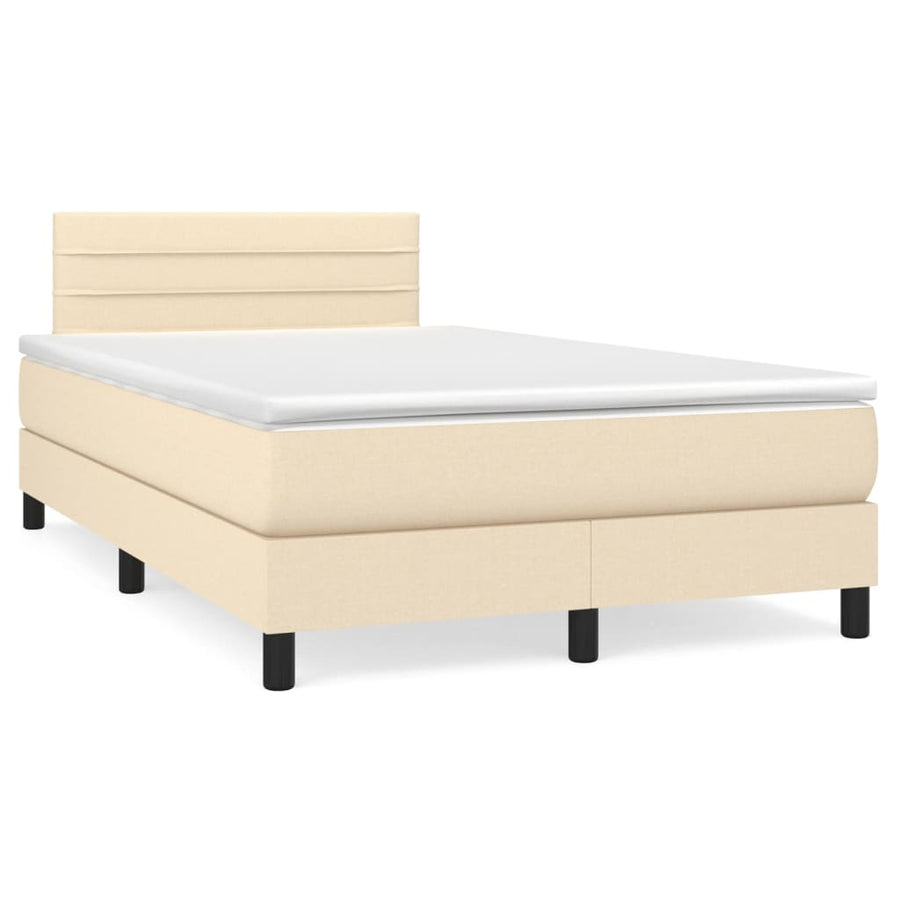 Boxspring met matras stof crèmekleurig 120x200 cm 120 x 200 cm Crème