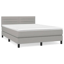 Boxspring Met Matras Stof Lichtgrijs 140 x 200 cm Horizontale strepen