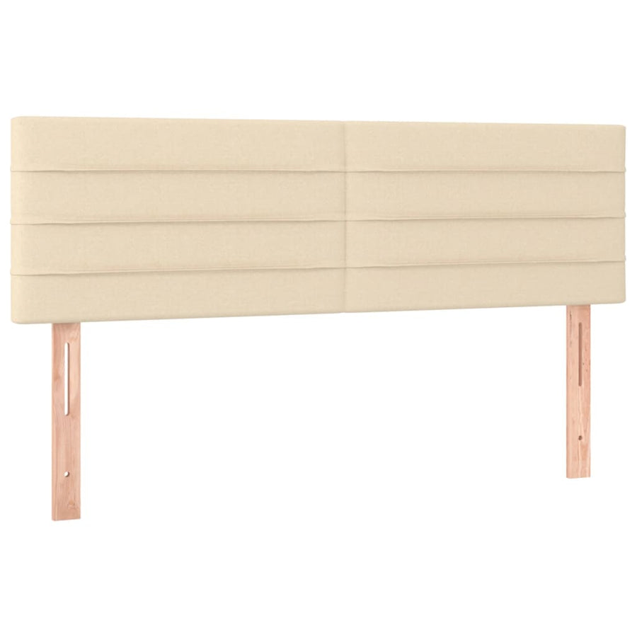 Boxspring met matras stof crèmekleurig 140x200 cm 140 x 200 cm Horizontale strepen