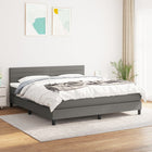 Boxspring Met Matras Stof Donkergrijs 160 x 200 cm Horizontale strepen