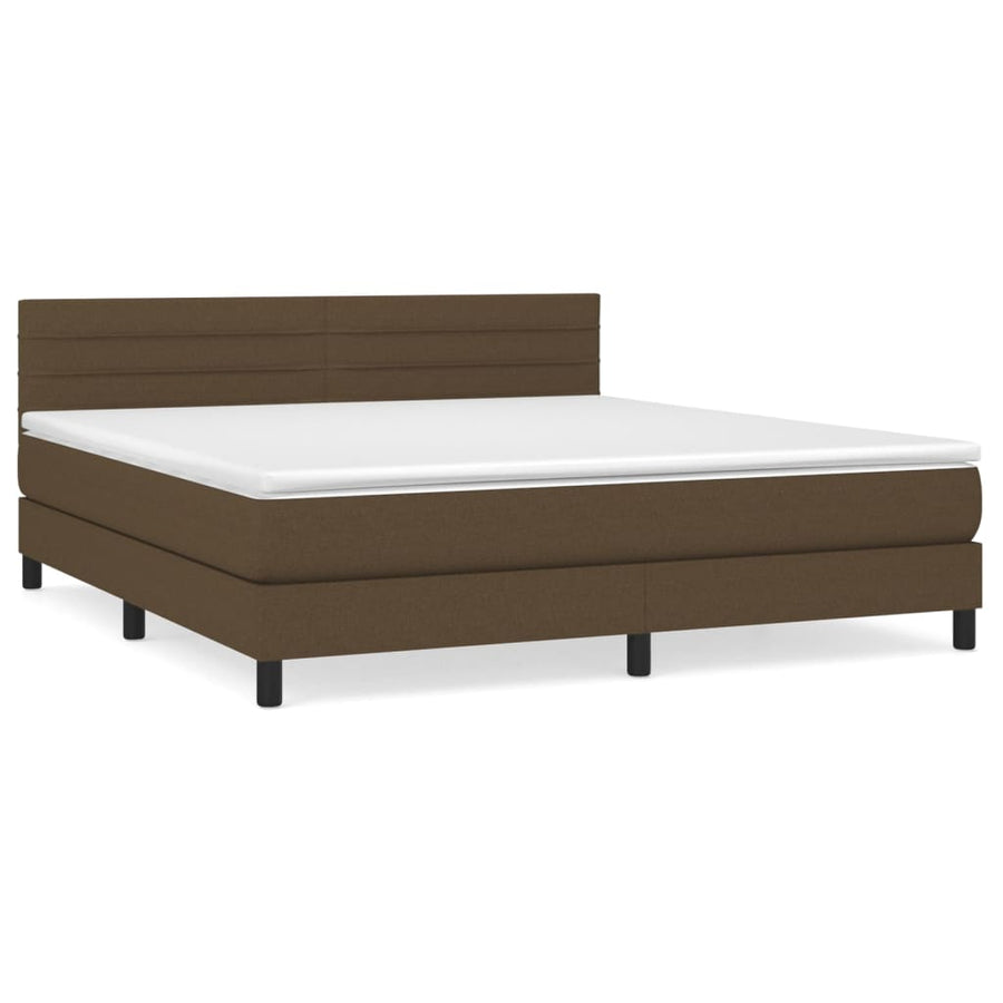 Boxspring Met Matras Stof Donkerbruin 160 x 200 cm Horizontale strepen