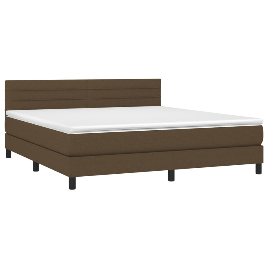 Boxspring Met Matras Stof Donkerbruin 160 x 200 cm Horizontale strepen