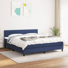 Boxspring Met Matras Stof Blauw 160 x 200 cm Horizontale strepen