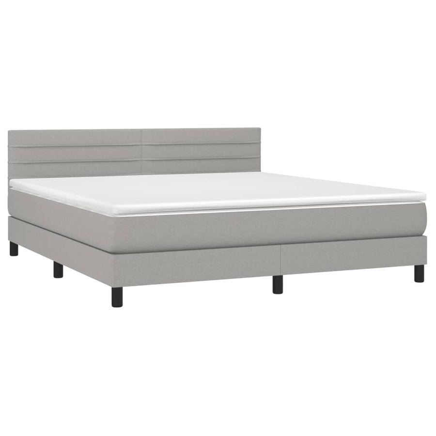 Boxspring Met Matras Stof Lichtgrijs 180 x 200 cm Horizontale strepen