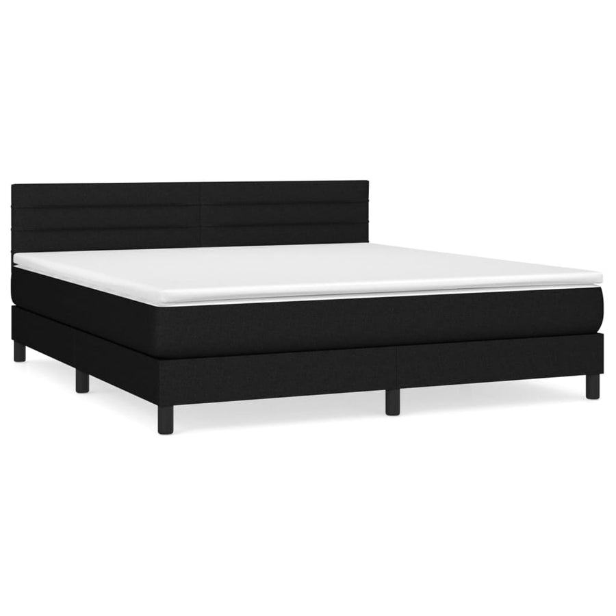 Boxspring Met Matras Stof Zwart 180 x 200 cm Horizontale strepen