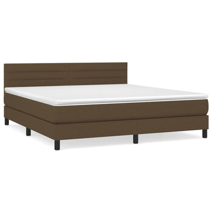 Boxspring Met Matras Stof 180 x 200 cm Donkerbruin