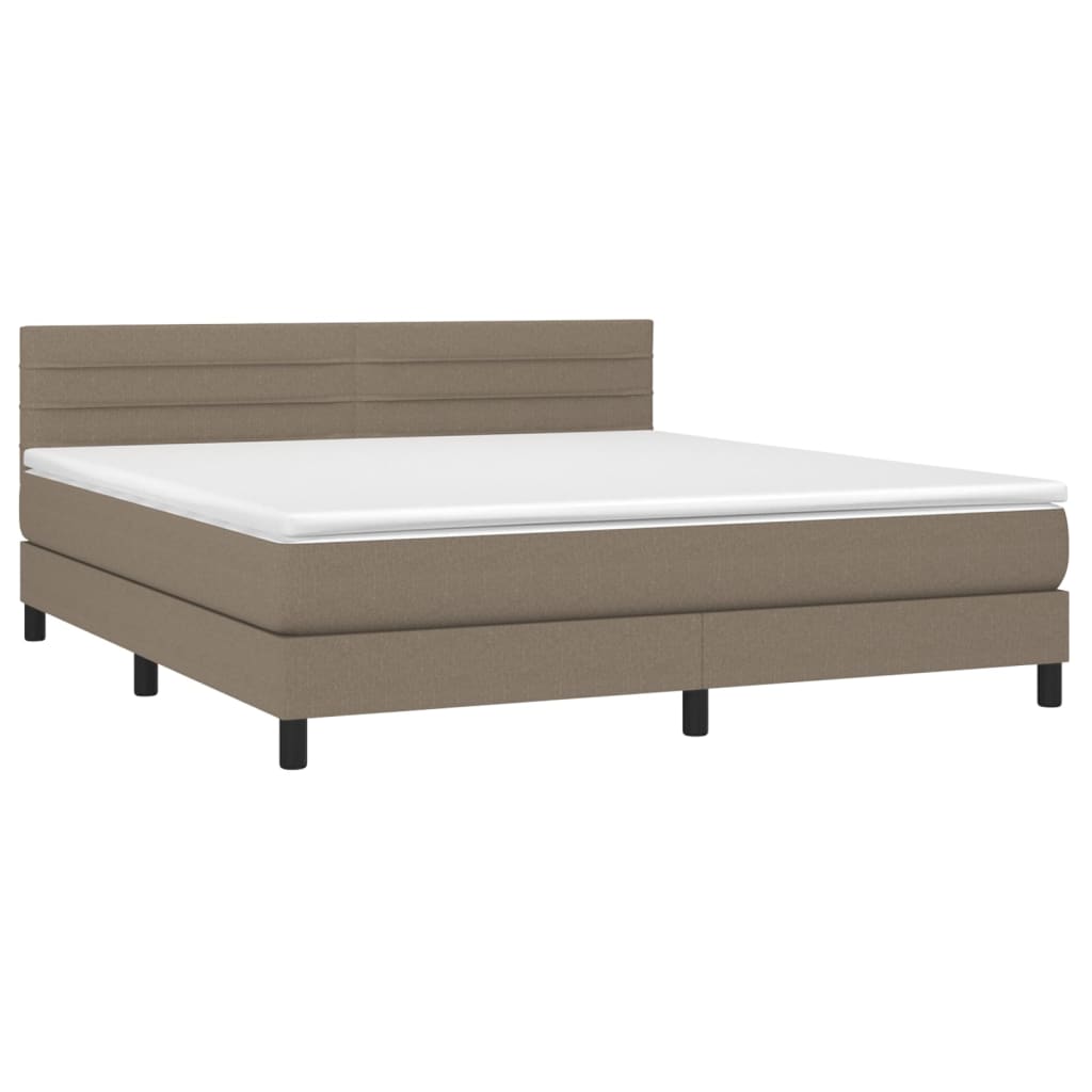 Boxspring met matras stof taupe 180x200 cm 180 x 200 cm Horizontale strepen
