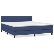 Boxspring Met Matras Stof Blauw 180X200 Cm Blauw 180 x 200 cm Horizontale strepen