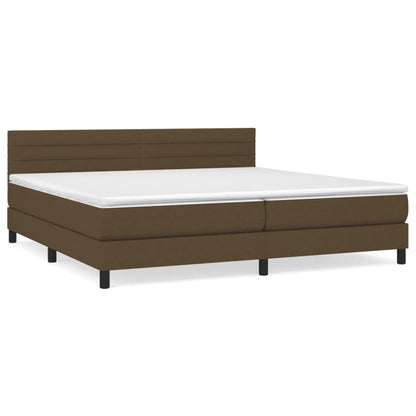 Boxspring Met Matras Stof Donkerbruin 200 x 200 cm Horizontale strepen