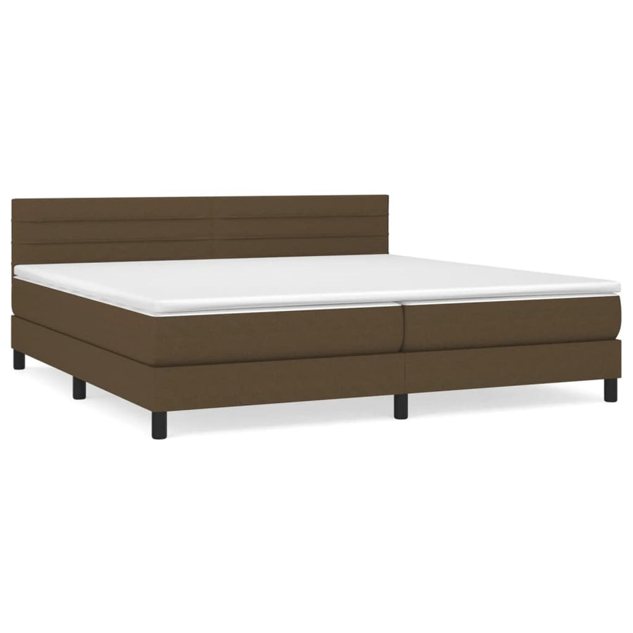 Boxspring Met Matras Stof Donkerbruin 200 x 200 cm Horizontale strepen