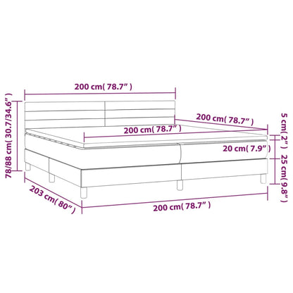 Boxspring Met Matras Stof Donkerbruin 200 x 200 cm Horizontale strepen