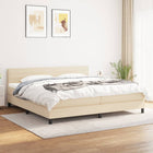 Boxspring Met Matras Stof Kleurig Crème 200 x 200 cm Horizontale strepen