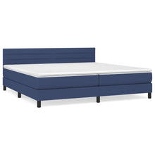 Boxspring Met Matras Stof Blauw 200 x 200 cm Horizontale strepen
