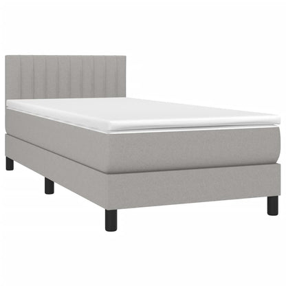 Boxspring Met Matras Stof Lichtgrijs 90 x 200 cm Verticale strepen