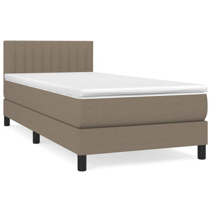 Boxspring met matras stof taupe 90x200 cm 90 x 200 cm Verticale strepen