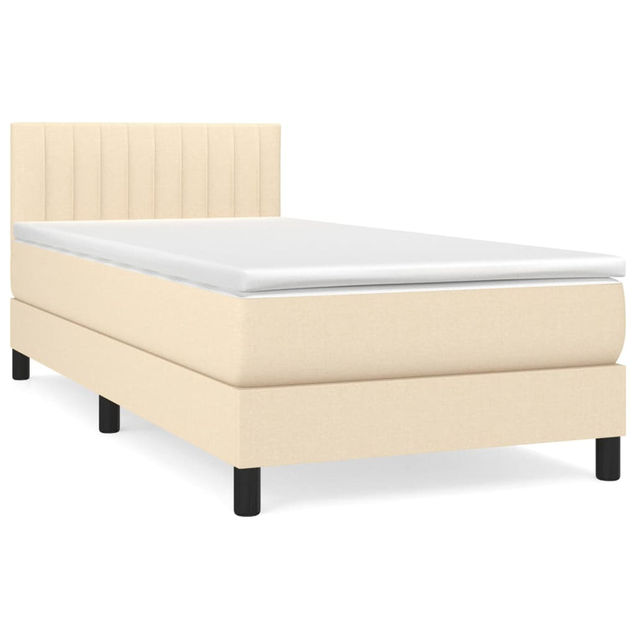 Boxspring Met Matras Stof Kleurig Crème 90 x 200 cm Verticale strepen