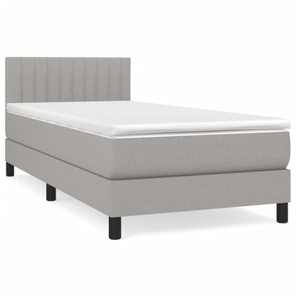 Boxspring Met Matras Stof Lichtgrijs 100 x 200 cm Verticale strepen