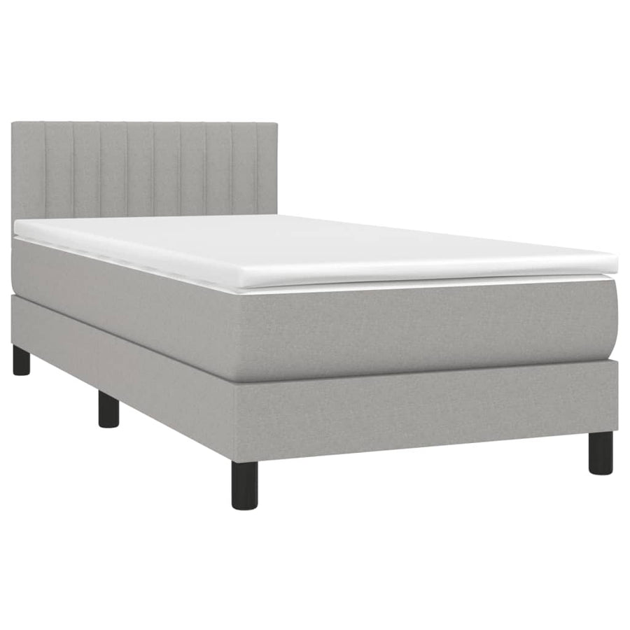 Boxspring Met Matras Stof Lichtgrijs 100 x 200 cm Verticale strepen