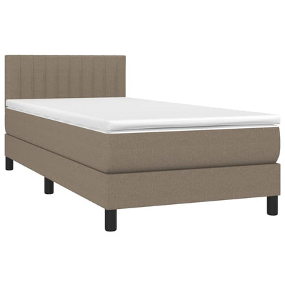 Boxspring met matras stof taupe 100x200 cm 100 x 200 cm Verticale strepen