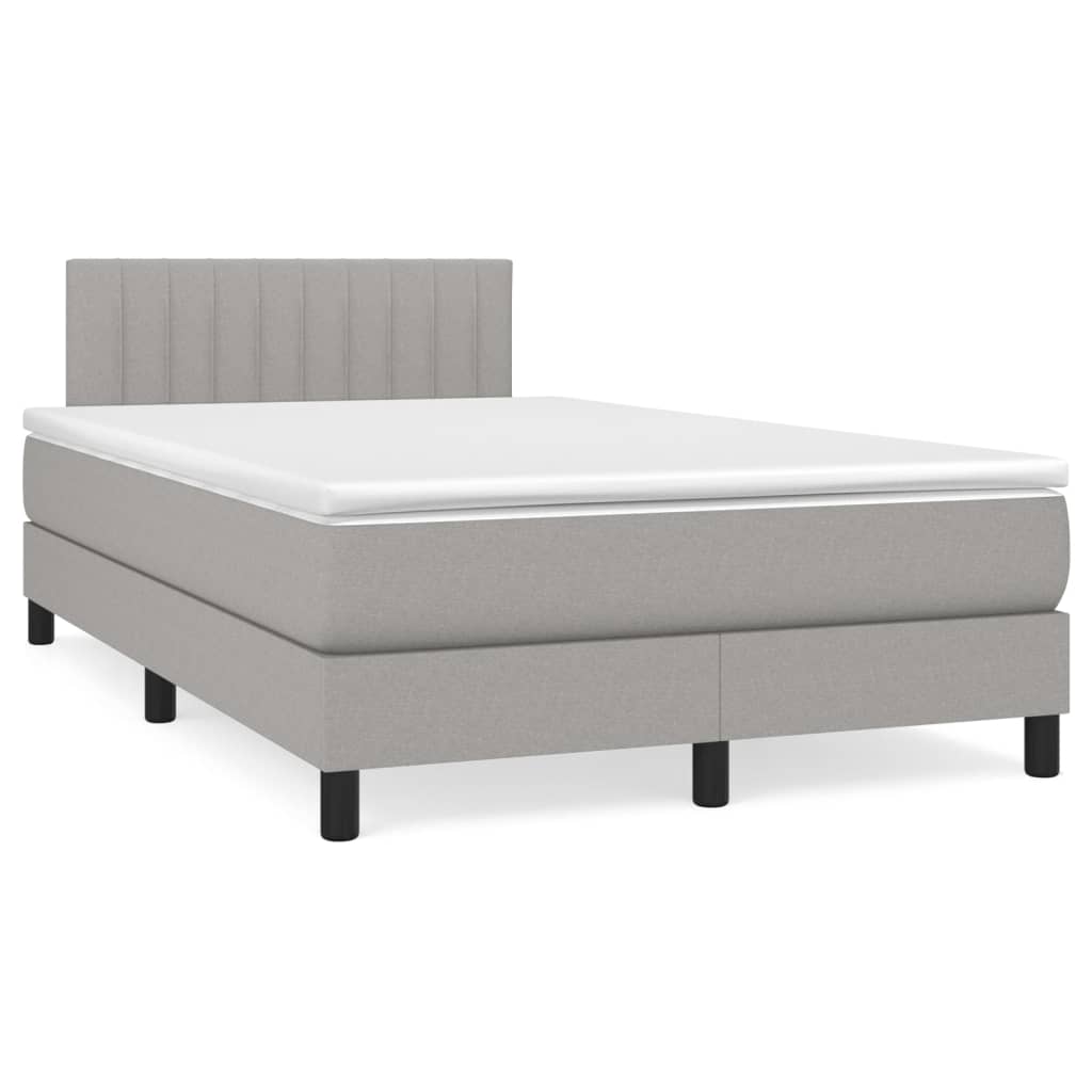 Boxspring Met Matras Stof Lichtgrijs 120 x 200 cm Verticale strepen