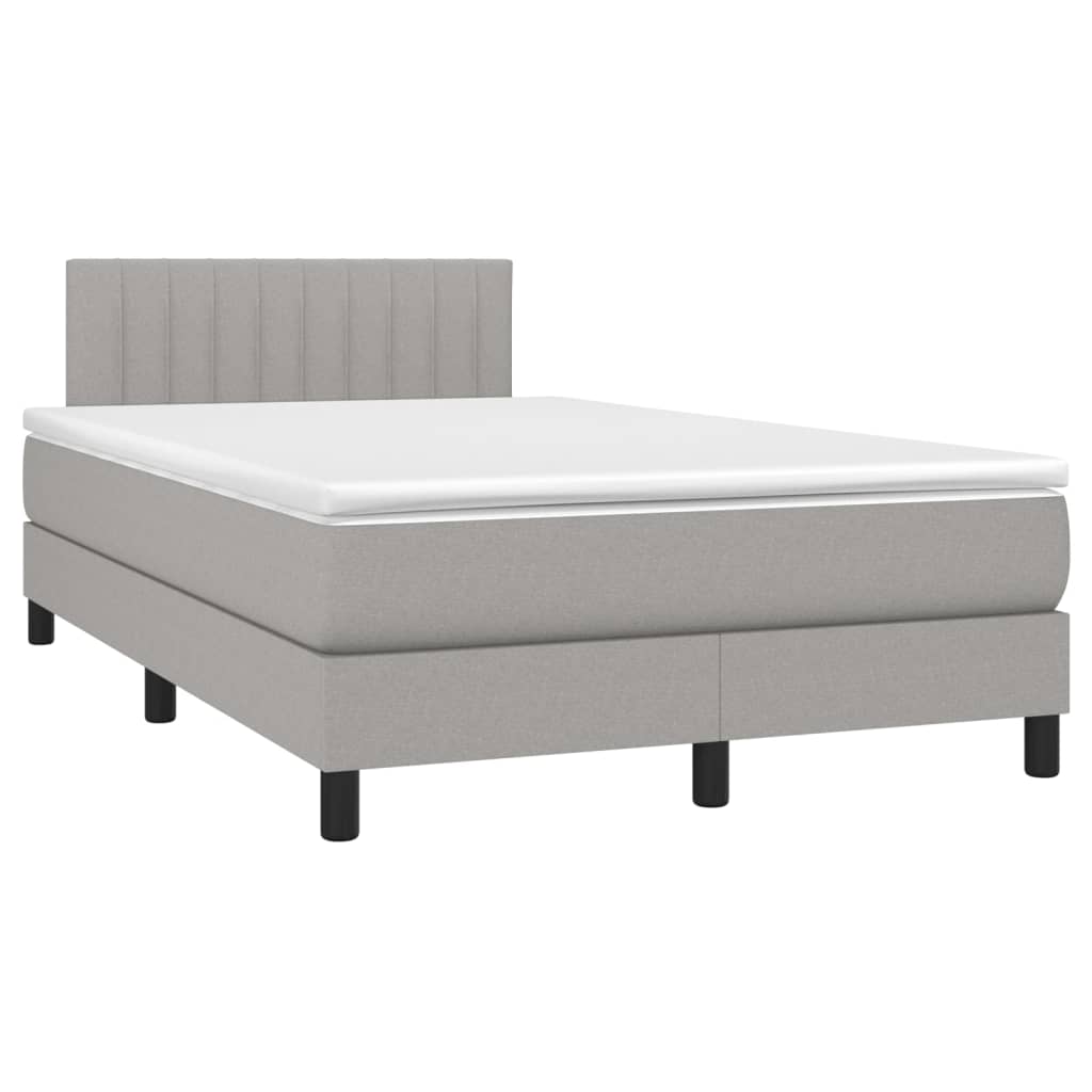 Boxspring Met Matras Stof Lichtgrijs 120 x 200 cm Verticale strepen