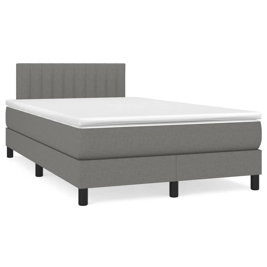 Boxspring Met Matras Stof Donkergrijs 120 x 200 cm Verticale strepen