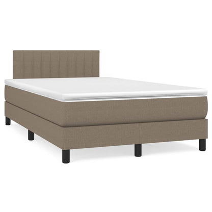 Boxspring met matras stof taupe 120x200 cm 120 x 200 cm Verticale strepen