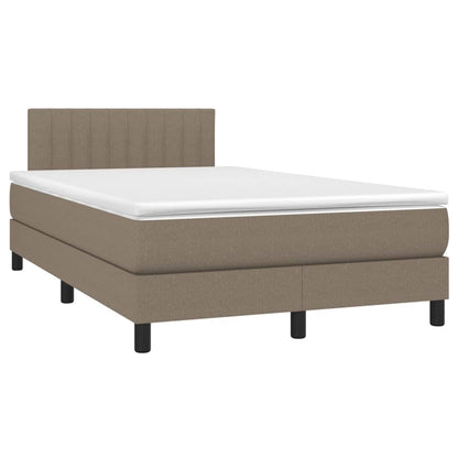 Boxspring met matras stof taupe 120x200 cm 120 x 200 cm Verticale strepen