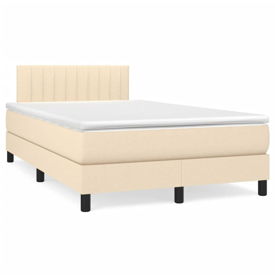 Boxspring met matras stof crèmekleurig 120x200 cm 120 x 200 cm Verticale strepen
